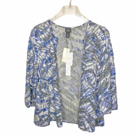 Chico's NWT Sequined Evening Jacket Shimmering Applique Kimono Size L - Picture 1 of 10